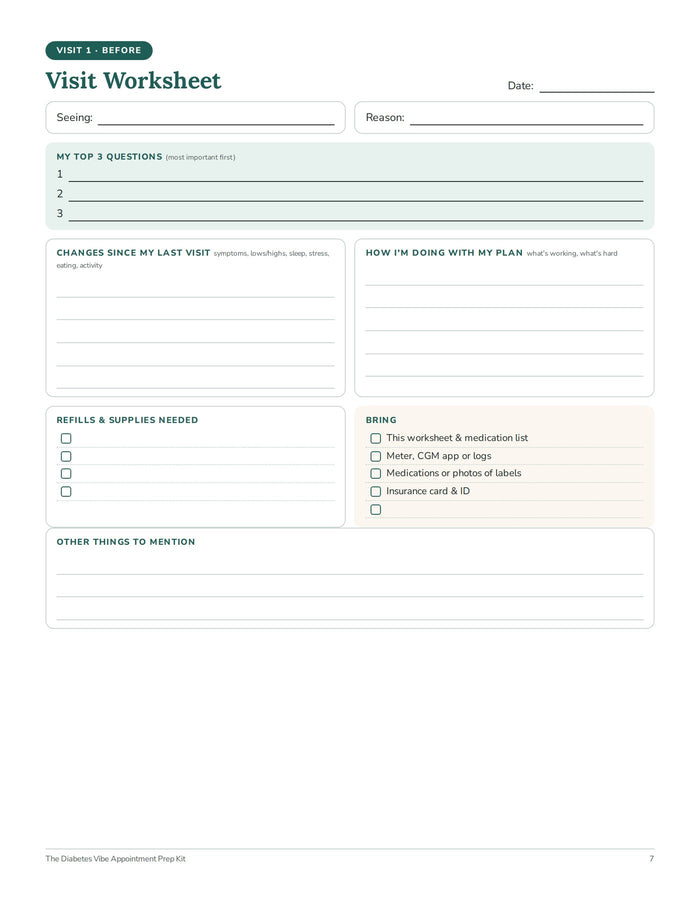 Appointment Prep Kit visit worksheet