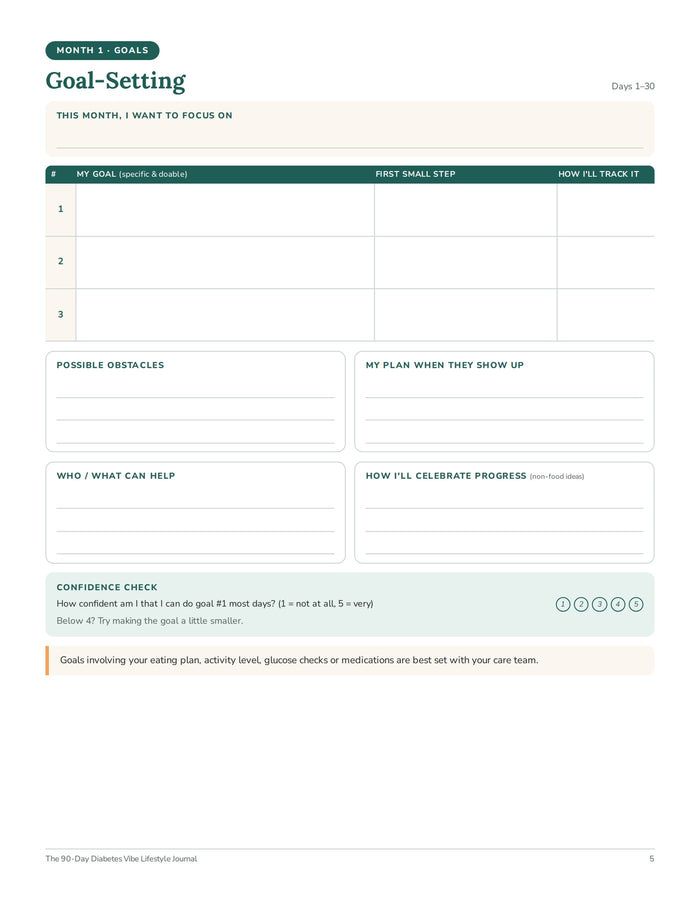 Monthly Goal-Setting page